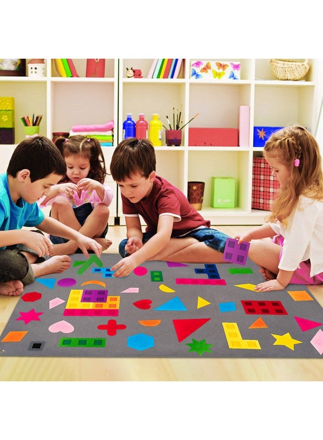 WATINC 64Pcs Preschool Shapes Teaching Felt Board Story Set 3.5 Ft Colorful Montessori Teacher Aide Tangrams Storytelling Flannel Interactive Play Kit Wall Hanging Gift For Toddlers - Image 4