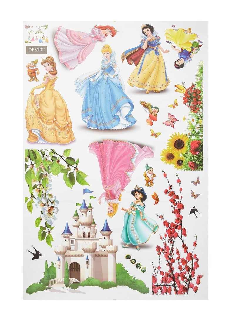 Cool Baby COOLBABY Princess Birds Flower Castle Wall Stickers Home Decor For Kids Rooms Girl Children'S Bedroom Sticker