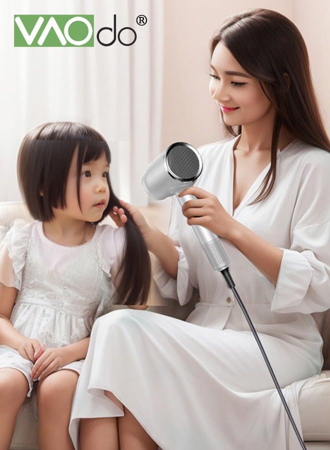 فاو دو مجفف شعر احترافي مع مجفف شعر أيوني مع مجفف شعر بدرجة حرارة ثابتة مجفف شعر أيوني احترافي خفيف وهادئ، سريع الجفاف، أبيض - Image 2