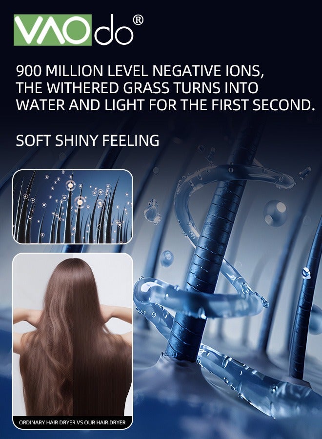 فاو دو مجفف شعر احترافي مع مجفف شعر أيوني مع مجفف شعر بدرجة حرارة ثابتة مجفف شعر أيوني احترافي خفيف وهادئ، سريع الجفاف، أبيض - Image 3