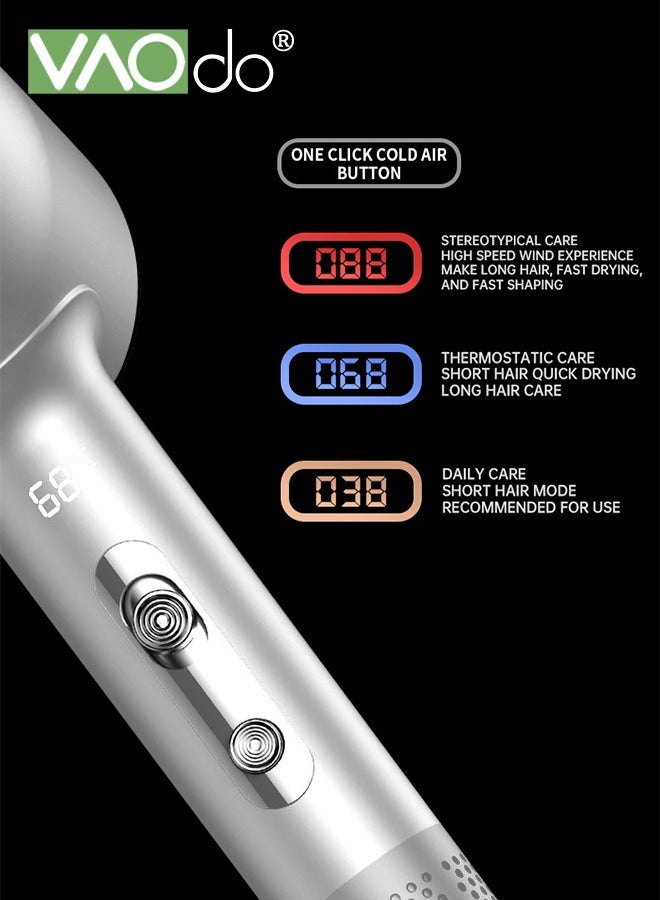 فاو دو مجفف شعر احترافي مع مجفف شعر أيوني مع مجفف شعر بدرجة حرارة ثابتة مجفف شعر أيوني احترافي خفيف وهادئ، سريع الجفاف، أبيض - Image 5