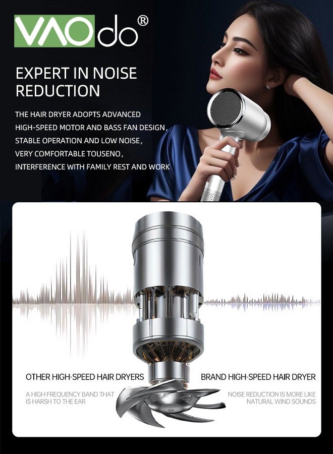 فاو دو مجفف شعر احترافي مع مجفف شعر أيوني مع مجفف شعر بدرجة حرارة ثابتة مجفف شعر أيوني احترافي خفيف وهادئ، سريع الجفاف، أبيض - Image 4