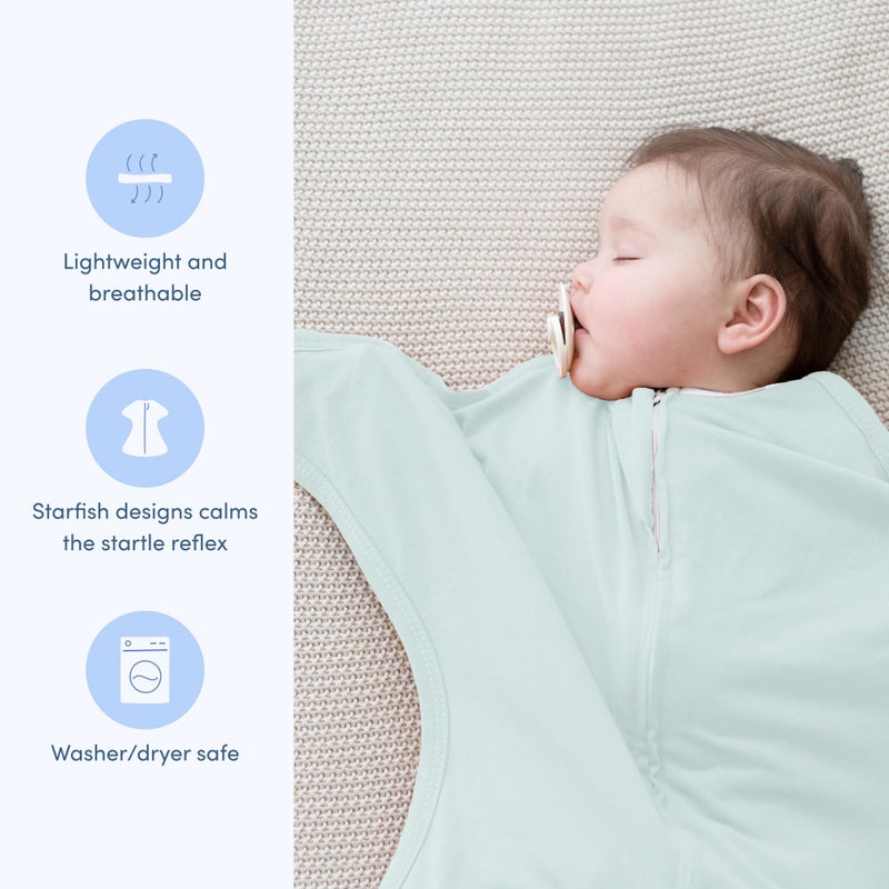 SleepingBaby Zipadee-Zip Transition Swaddle - Cozy Baby Swaddle Blanket with Zipper Convenience - Roomy Wearable Blanket for Easy Diaper Changes - Classic Mint, Medium (6-12 Month) - Image 3