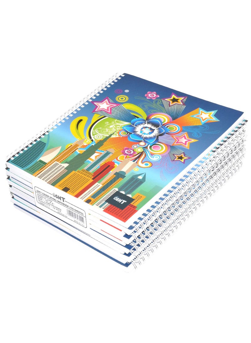 FIS LIGHT Pack of 10  Spiral Soft Cover Notebook, Single Line , 10X8 Inches (25.4 X 20.32 Cm) 100 Sheets -LINB1081608S - Image 1