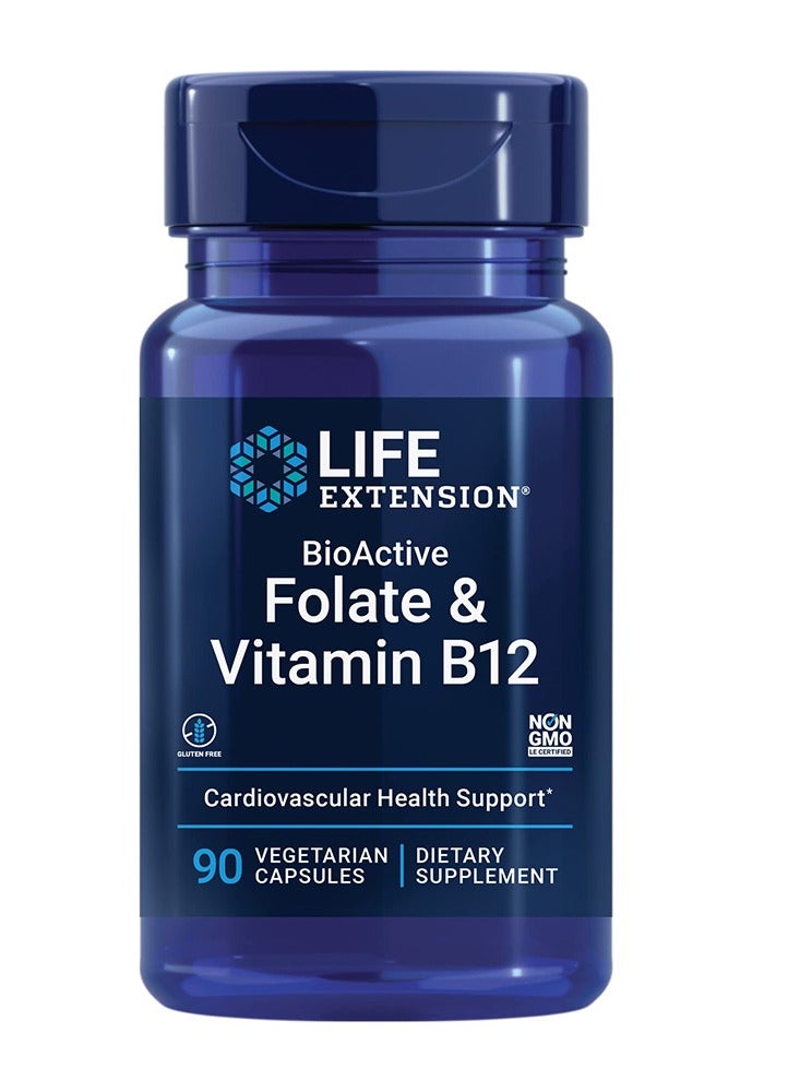 Life Extension BioActive Folate & Vitamin B12, 90 Veggie Capsules