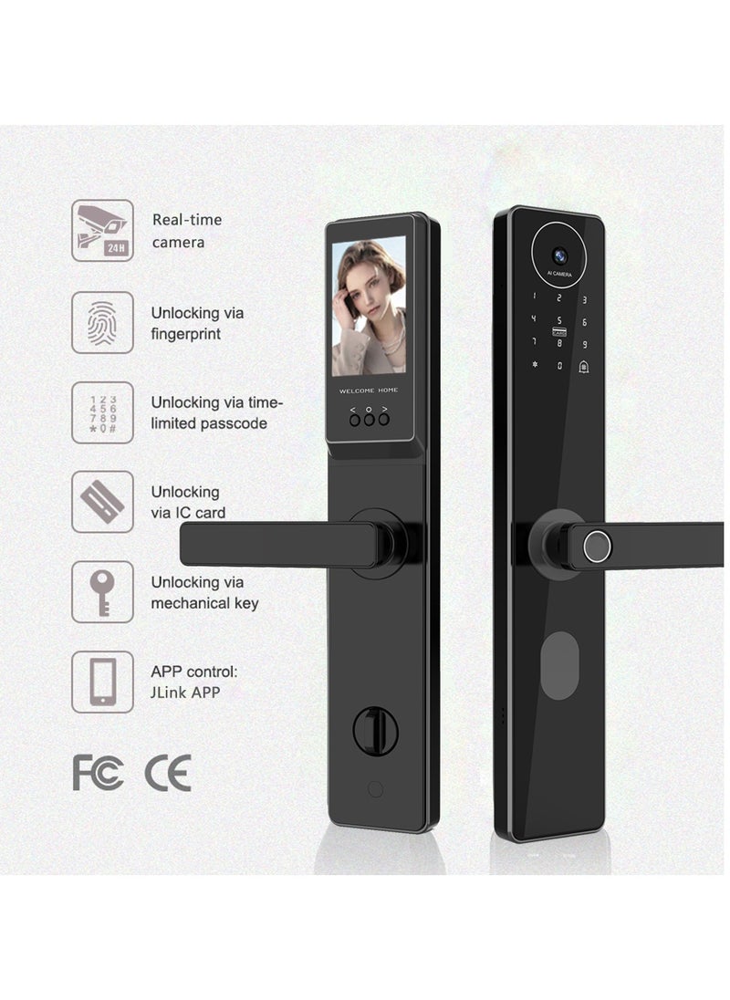 Razuvious - Smart Door Lock with Camera, 3 in 1 Camera+Doorbell+APP Keyless Entry Door Lock,App Remote Control,Two-Way Intercom,HD 1080P, Rechargeable Battery for home office airbnb - Image 1