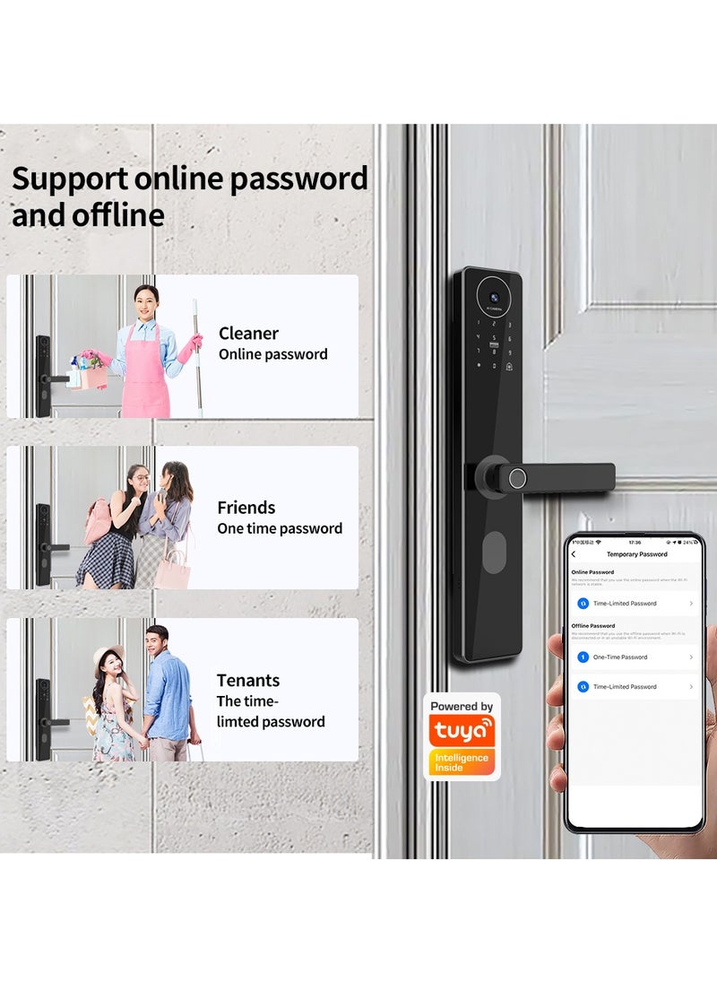 Razuvious - Smart Door Lock with Camera, 3 in 1 Camera+Doorbell+APP Keyless Entry Door Lock,App Remote Control,Two-Way Intercom,HD 1080P, Rechargeable Battery for home office airbnb - Image 1