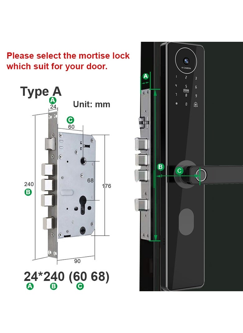Razuvious - Smart Door Lock with Camera, 3 in 1 Camera+Doorbell+APP Keyless Entry Door Lock,App Remote Control,Two-Way Intercom,HD 1080P, Rechargeable Battery for home office airbnb - Image 1