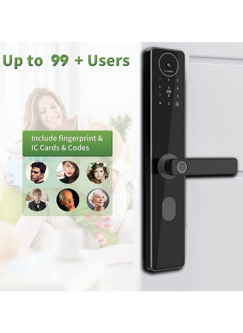 Razuvious - Smart Door Lock with Camera, 3 in 1 Camera+Doorbell+APP Keyless Entry Door Lock,App Remote Control,Two-Way Intercom,HD 1080P, Rechargeable Battery for home office airbnb - Image 1