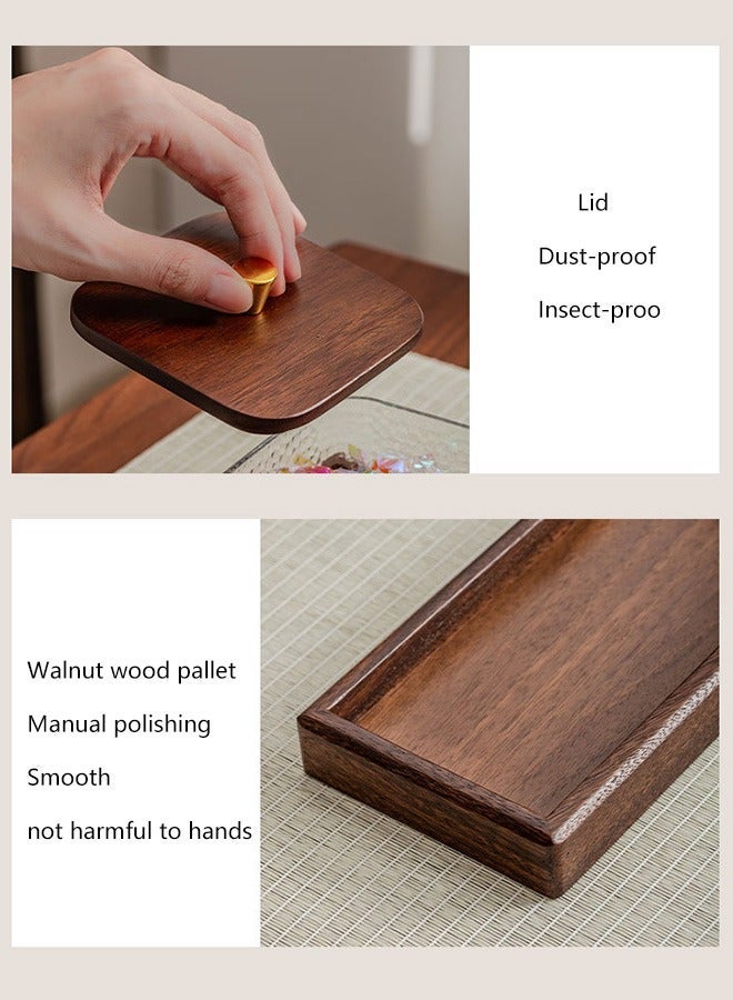 HaHaHai Wood 6 Wooden Serving Tray Set with Transparent Glass Lid - Image 3