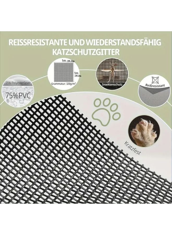 Pet Proof Window Screen No Drill Installation Heavy Duty Tear Resistant Mesh 39x51 Inch Black - Image 3