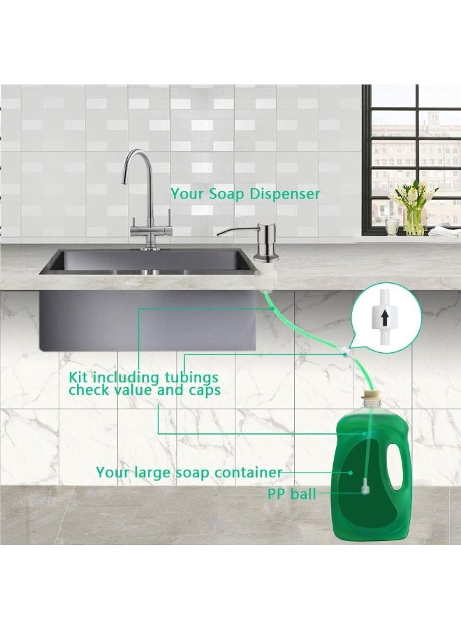 Built-In Kitchen Sink Soap Dispenser with 94 cm Extension Tube – Brushed Nickel Refillable Countertop Liquid Soap Pump for Kitchen Sink, Dish Soap, Hand Soap, Lotion & Liquid Detergent, Direct Bottle Connection, Rust Resistant, Easy Installation - Image 3