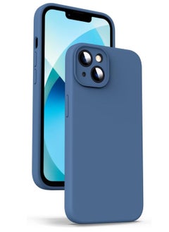 "Blue Liquid Silicone Protective Case for iPhone 13 - Camera Protection, Anti-Fingerprint, and Built-In Microfiber Lining for 6.1” Model"