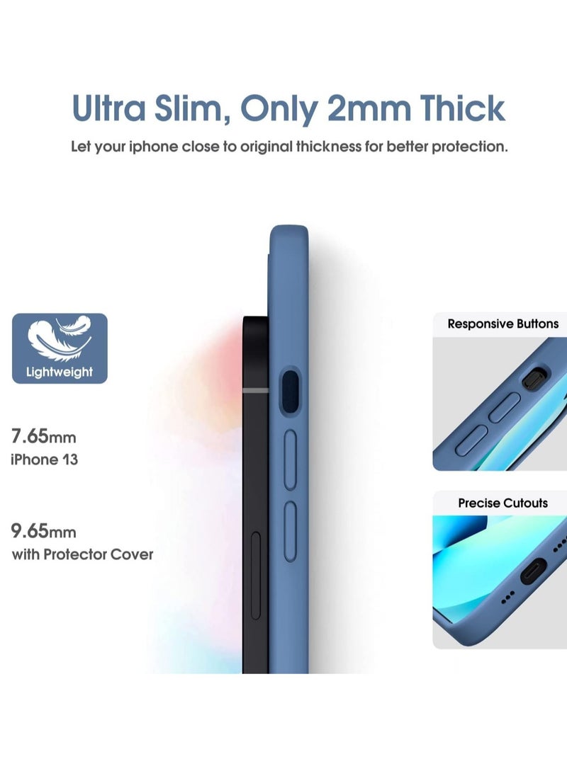 Generic - "Blue Liquid Silicone Protective Case for iPhone 13 - Camera Protection, Anti-Fingerprint, and Built-In Microfiber Lining for 6.1” Model" - Image 1