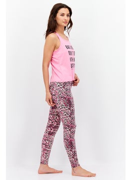 BCBGeneration Women 2 Pcs Graphic Print Pyjamas Set, Pink  - Image 4