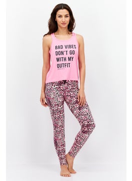 BCBGeneration Women 2 Pcs Graphic Print Pyjamas Set, Pink  - Image 1