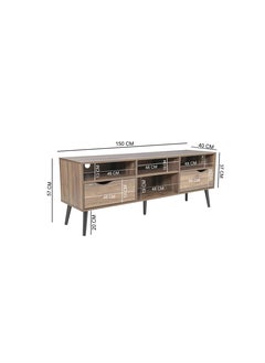 AFT Mid Century Modern Design TV Cabinet / Table / stand with Two Drawers and Sturdy Wooden Legs, Perfect for Modern Living Rooms and Entertainment Spaces, Ideal for Home Theaters and Media Rooms, Offering Stylish Storage Solutions for TVs Up to 65 Inches. Rustic Farmhouse TV Cabinet with Two Drawer and Beautifully Crafted Wooden Legs, Perfect for Adding Charm to Any Home Décor.  (Columbia walnut brown) Arfan  - Image 3