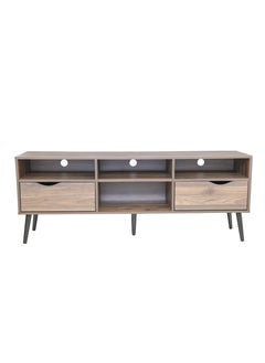 AFT Mid Century Modern Design TV Cabinet / Table / stand with Two Drawers and Sturdy Wooden Legs, Perfect for Modern Living Rooms and Entertainment Spaces, Ideal for Home Theaters and Media Rooms, Offering Stylish Storage Solutions for TVs Up to 65 Inches. Rustic Farmhouse TV Cabinet with Two Drawer and Beautifully Crafted Wooden Legs, Perfect for Adding Charm to Any Home Décor.  (Columbia walnut brown) Arfan  - Image 4