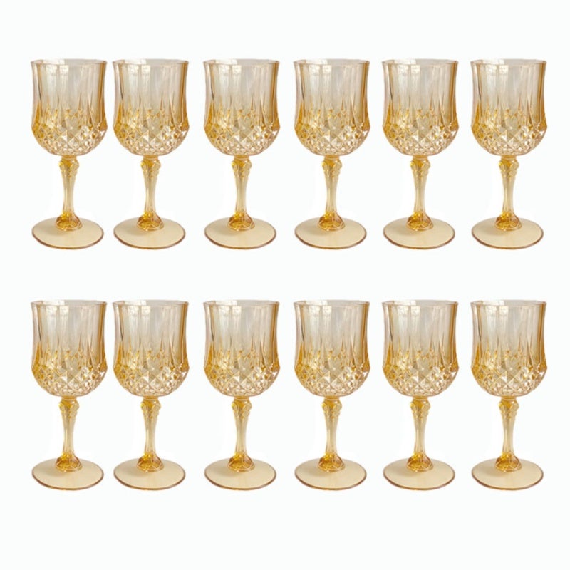 Plastic Party Cups 12 PCS Elegant Vintage Design Drink Cups - Durable Odorless Plastic Cups for Wedding Reception Banquet - Image 1