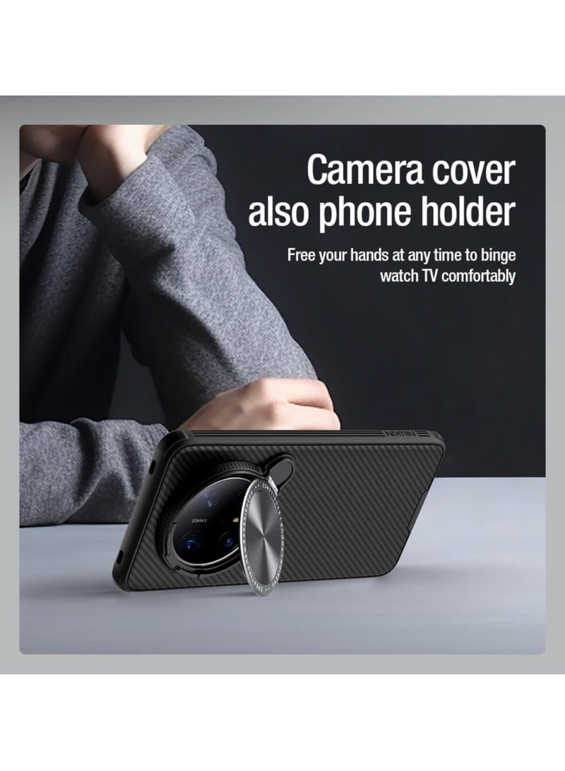 نيلكين جراب لهاتف Huawei Mate 70 Pro/Mate 70 Pro Plus، جراب CamShield Prop TPU مع غطاء حماية للعدسة على شكل قلاب من البولي كربونات، حامل مضاد للسقوط وهج CD، غطاء خلفي مرآة لهاتف Mate 70/70 pro Plus - Image 3