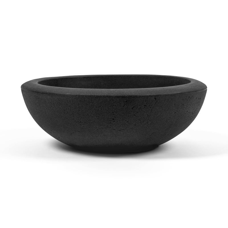 ARBORA 26" Santorini Bowl Polyresin Indoor and Outdoor Planter with Classic Black Finish - Durable, Weatherproof, Lightweight, Large Plant Pot for Patio, Garden, Deck, Entryway - Image 1