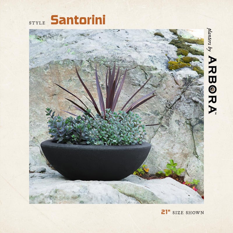 ARBORA 26" Santorini Bowl Polyresin Indoor and Outdoor Planter with Classic Black Finish - Durable, Weatherproof, Lightweight, Large Plant Pot for Patio, Garden, Deck, Entryway - Image 3
