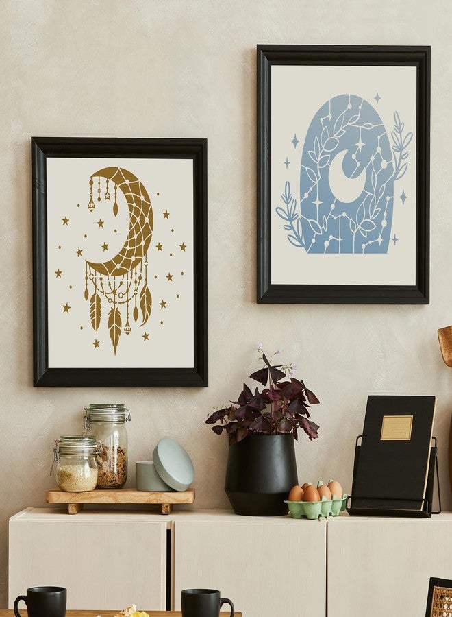 AFRITEE Moon Stencils for Painting on Wood - 12 Pieces Celestial Astrology Mysterious Sun Moon Dream suncatcher Reusable Plastic Painting Template, Boho Bohemia Tree of Life Stencil for Drawing - Image 3