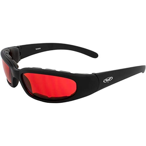 Global Vision Chicago Padded Motorcycle Safety Sunglasses for Men or Women Red Lens Glasses - Image 1