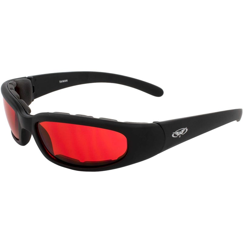 Global Vision Chicago Padded Motorcycle Safety Sunglasses for Men or Women Red Lens Glasses - Image 2
