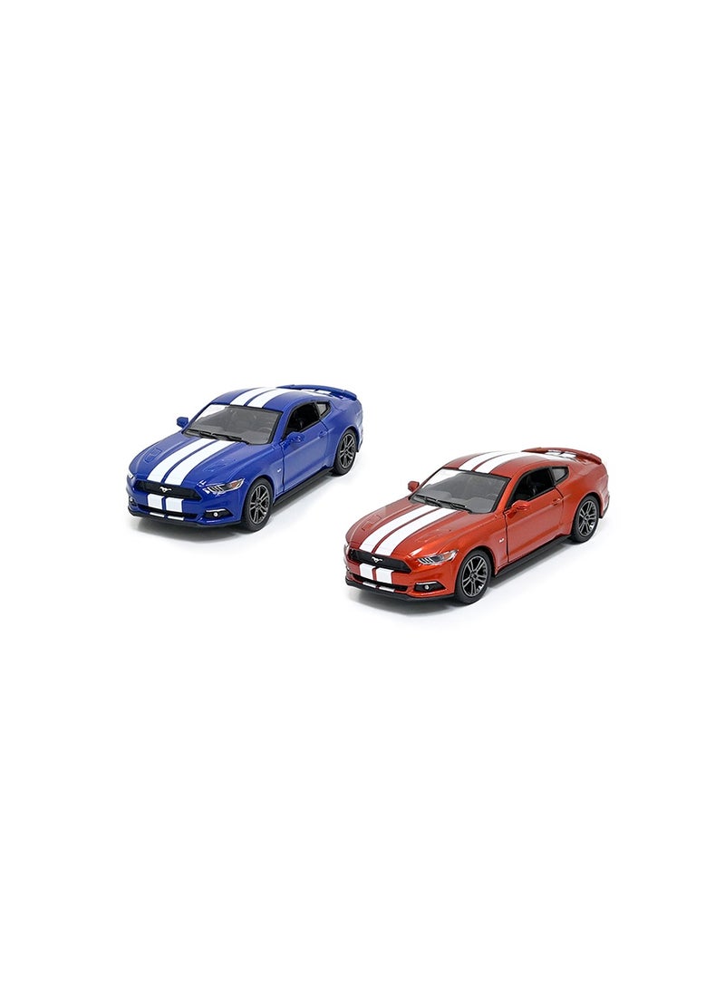 Kinsmart Pack of 2 Ford Mustang GT 1/38 Scale Die Cast Metal Doors Openable Pull Back Action Toy Car  - Image 1