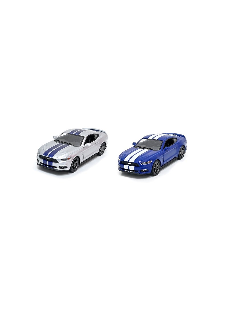 Kinsmart Pack of 2 Ford Mustang GT 1/38 Scale Die Cast Metal Doors Openable Pull Back Action Toy Car  - Image 2
