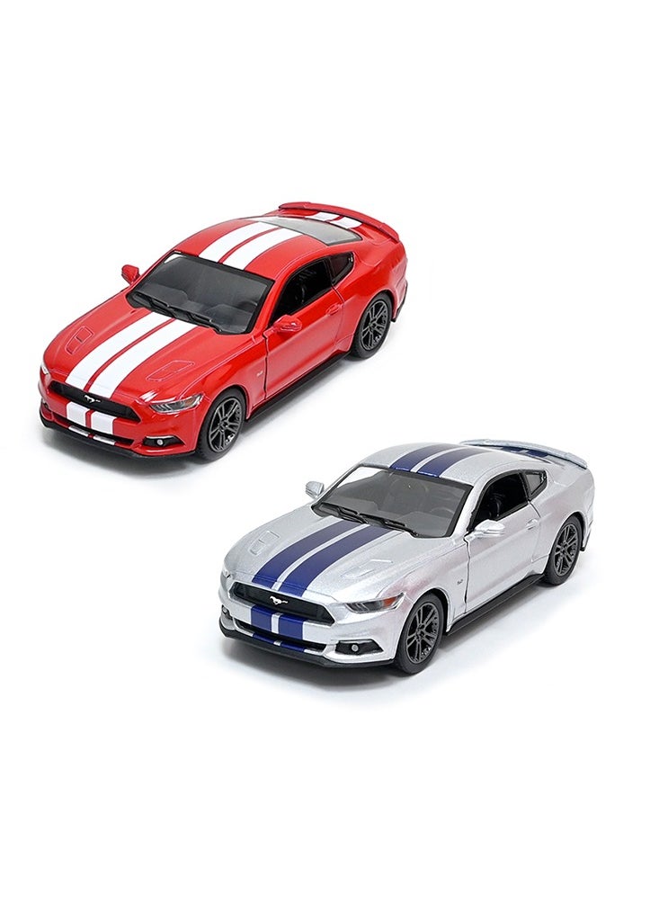 Kinsmart Pack of 2 Ford Mustang GT 1/38 Scale Die Cast Metal Doors Openable Pull Back Action Toy Car  - Image 3