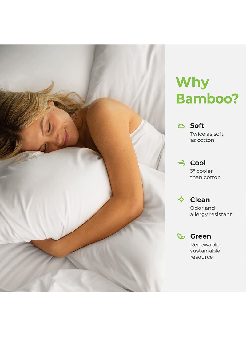 7 STARS HZM Bamboo Duvet Cover Full Size 200x200 cm With Button Closing and Corner Ties 400TC Cool, Anti-Allergic, Soft and Silky – White  - Image 5