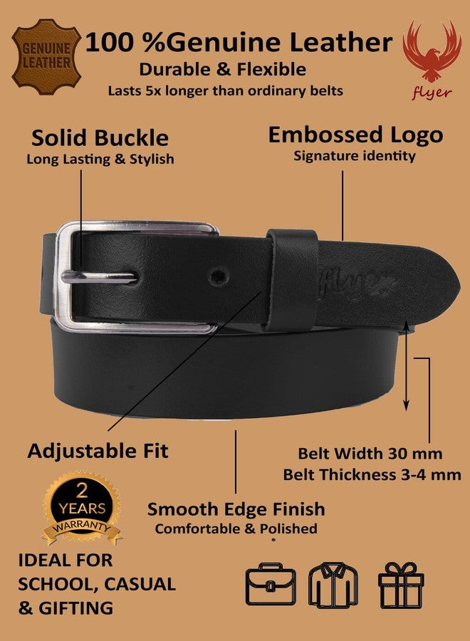 Flyer Kids Belt for Boys 4-6 Year - Genuine Leather Pack of 2 Black & Brown Belts for 4, 4-5, 5, 5-6, 6 Year Old - Adjustable Uniform & Casual Belt belt combo BL-BR-4579 - Image 2