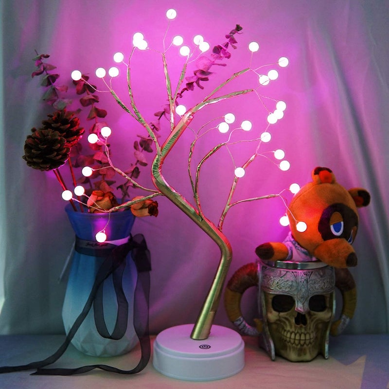 YAGVIZ YAGVIZ 20 inches Tabletop Bonsai Tree Light with 36 Pearls LED Good Luck Plant DIY Artificial Lamp Tree Lamp Decoration BatteryUSB Operated 