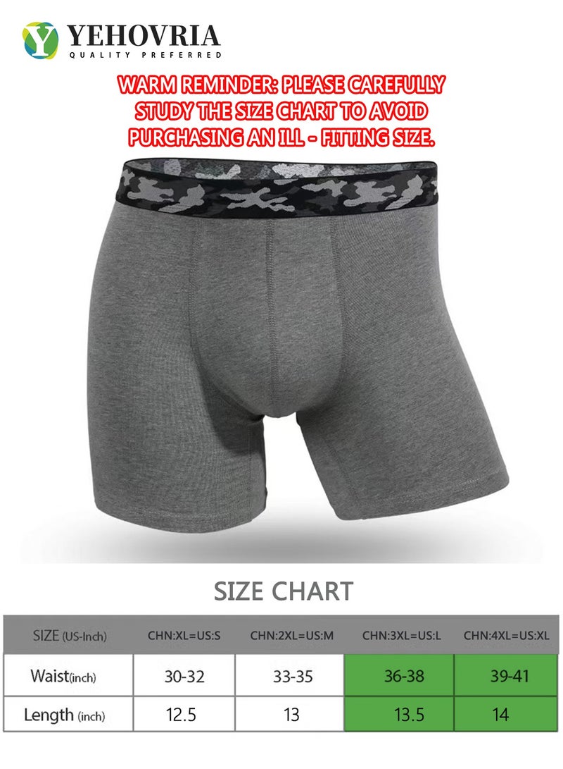 Men's 3-Pack Boxer Briefs - Mid-Rise, Anti-Chafing Stretch Cotton, Breathable Stretch Cotton Moisture-Wicking Athletic Underwear