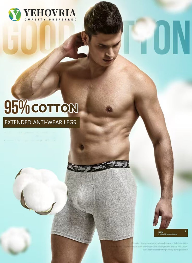 YEHOVRIA Men's 3-Pack Boxer Briefs - Mid-Rise, Anti-Chafing Stretch Cotton, Breathable Stretch Cotton Moisture-Wicking Athletic Underwear - Image 2