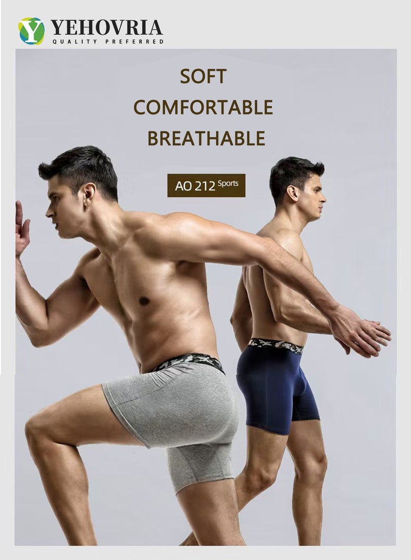 YEHOVRIA Men's 3-Pack Boxer Briefs - Mid-Rise, Anti-Chafing Stretch Cotton, Breathable Stretch Cotton Moisture-Wicking Athletic Underwear - Image 3