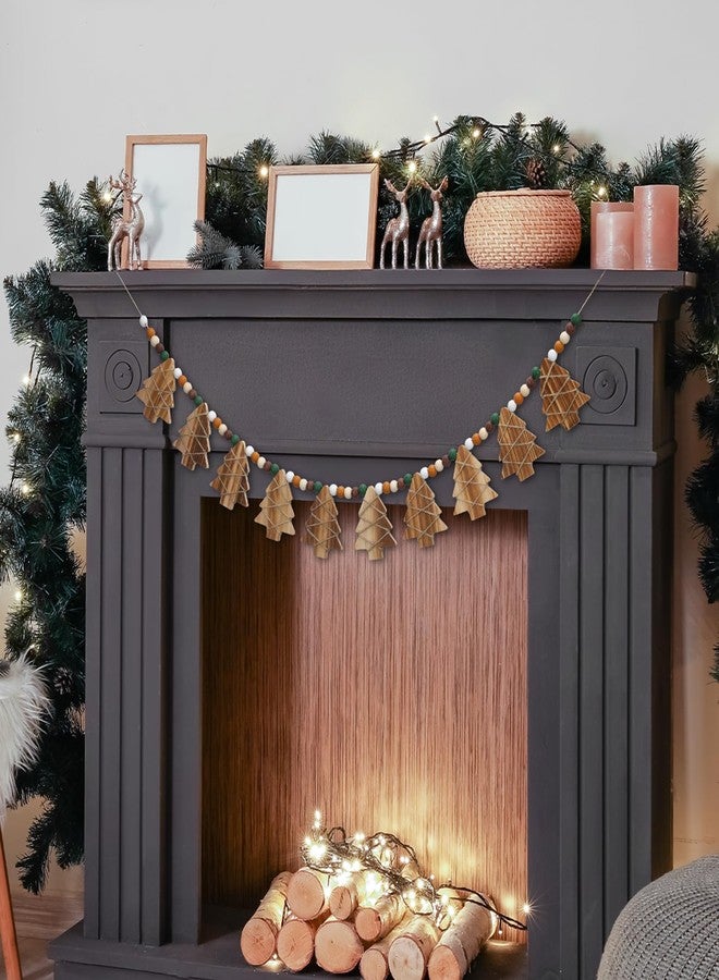 Leinuosen 2 Pack Wooden Christmas Garland 6.6Ft Rustic Xmas Tree Banner with Wood Beads Farmhouse Holiday Decor for Mantel Fireplace Home Wall Window Door Vintage Holiday Party Hanging Ornaments - Image 5