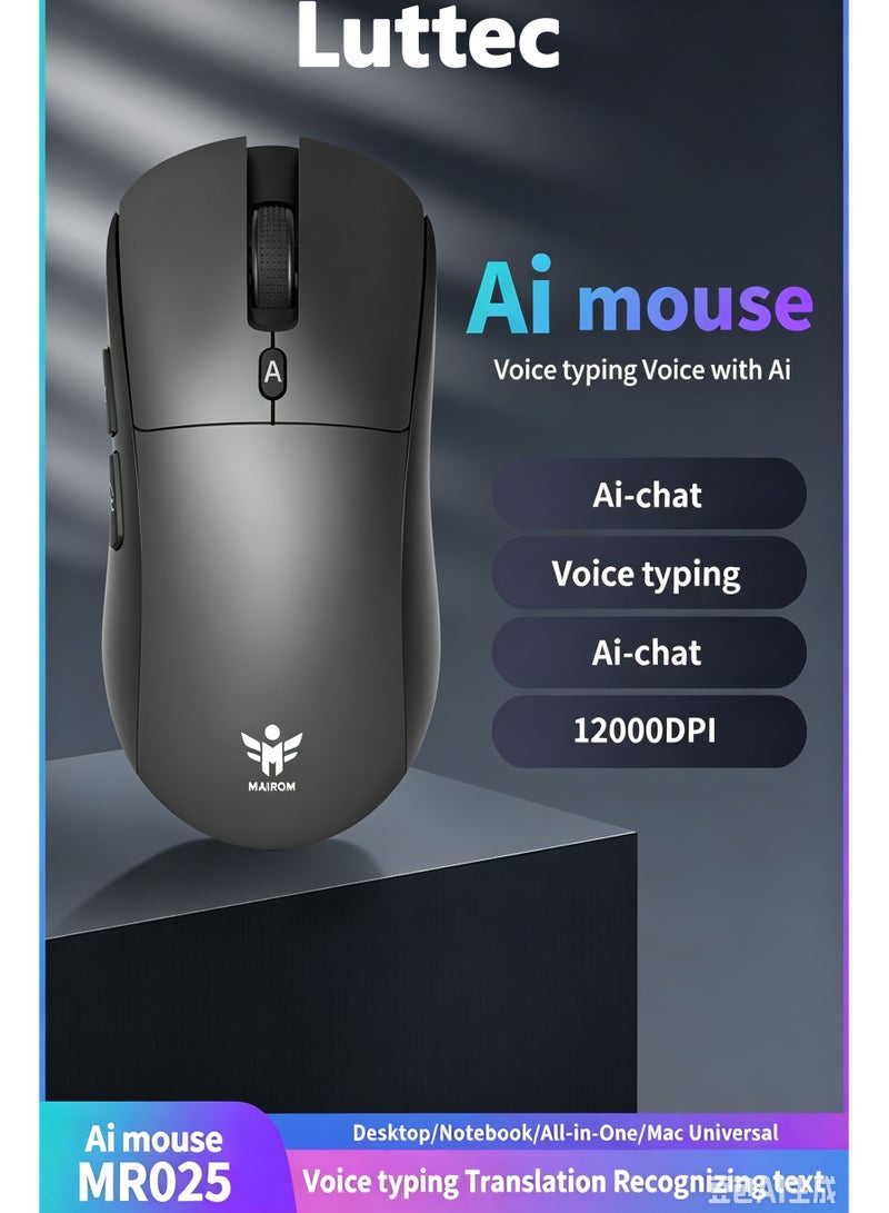 Luttec AI Wireless Gaming Mouse, 4000 Adjustable DPI, Multilingual Voice Typing & Translation, AI Chat Assistant, All-in-One AI Office Function, Universal for Desktop Laptop Mac All-in-One PC - Image 1