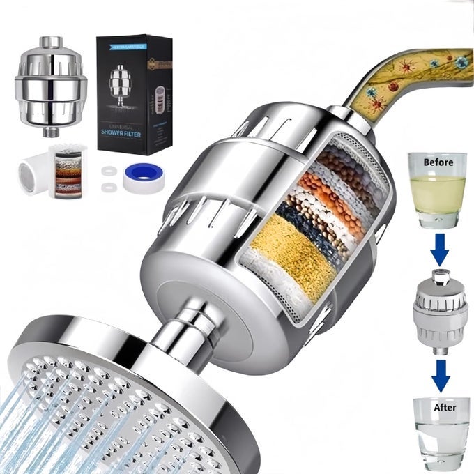 SHOWER HEAD FILTER FOR HARD WATER20STAGEWATER SOFTENER FOR BATHROOM WITH VITAMIN CREMOVE CHLORINE FLUORIDE HEAVY METALS TO REDUCES DRY ITCHY SKIN DANDRUFF SHOWER HEAD FILTER