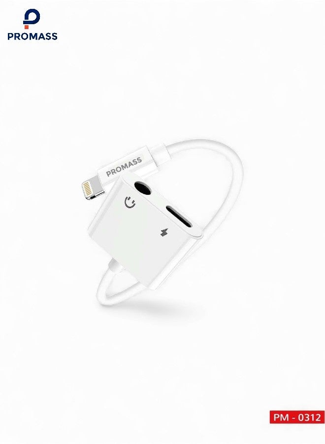 بروماس محول سماعة راس 2 في 1 ومحول صوت ايه يو اكس ومقسم كابل شاحن متوافق مع ايفون وايباد من لايتنينج الى 3.5 ملم محول دونجل لسماعات الراس ايفون متوافق مع سلسلة ايفون 14/13/12/11/X/8/7/6 - Image 1