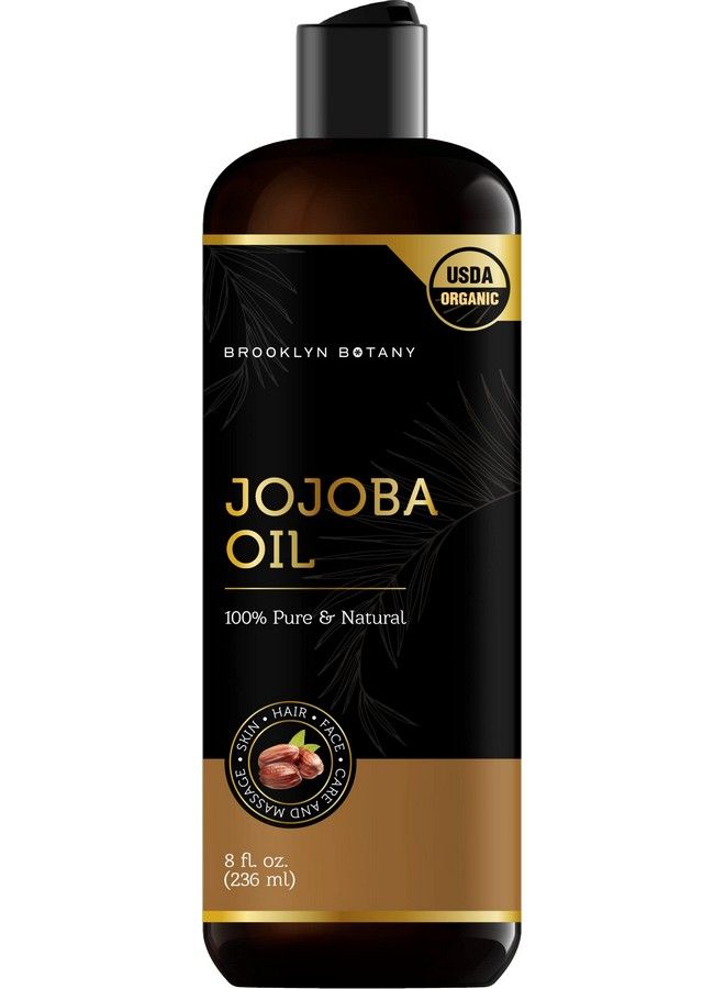 Brooklyn Botany زيت الجوجوبا للبشرة والشعر والوجه 100% نقي وطبيعي زيت للجسم وزيت للشعر زيت ناقل للزيوت الأساسية والعلاج بالروائح وزيت للتدليك 8 أونصة سائلة - Image 1