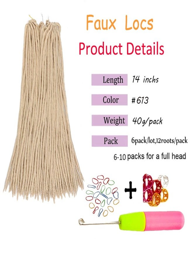 Haolocs 6Pcs/Lot Straight Faux Locs Crochet Hair 18 Inch Soft Pre Looped Dreadlock African Roots Braid Synthetic Braiding Hair Extension for Black Women (#613, 14 Inch) - Image 2