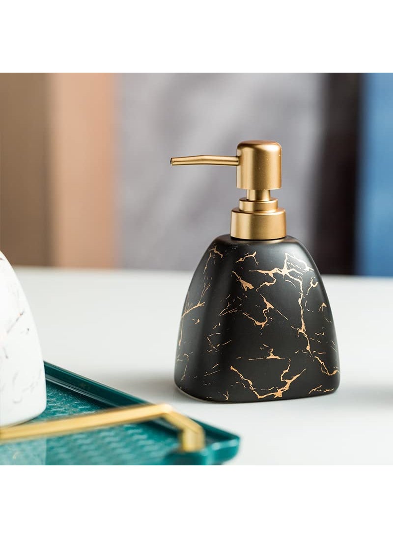 FabSeasons - FabSeasons Soap Dispenser with Pump, Italian Marble Pattern Dispensar Bottle for Liquid soap, Lotions and Oil, Black - Image 1
