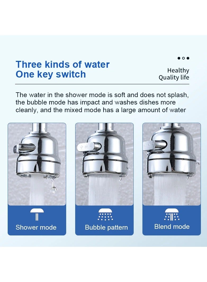 Water Filter Faucet Connector, 360° Swivel Faucet Water Filter, 3 Adjustable Spray Modes Faucet Connector for Kitchen, Bathroom, Bathtub, Home - Image 3