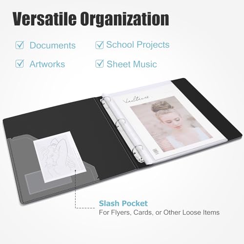 Uquelic 50-Pocket Binder with Plastic Sleeves, High-Capacity Document Organizer and Presentation Book for Artwork, Clear Sheet Protectors, Display 100 Pages (Macaron 50 Pockets) - Image 2