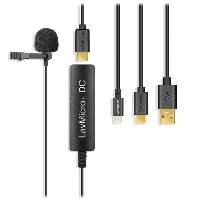 Saramonic Digital Lavalier Microphone with Lightning, USB-C & USB-A Output for iPhone, iPad, Android Devices & Computers with Headphone Out (LavMicro+DC) - Image 1