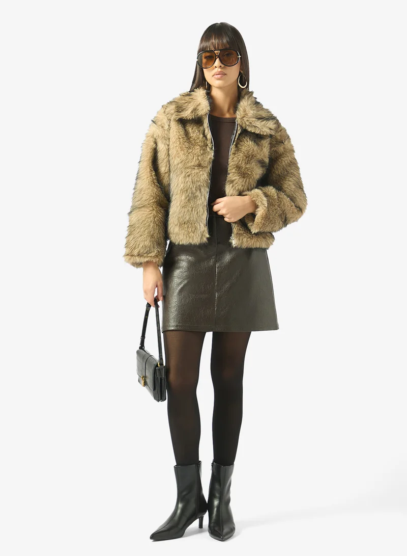 Ginger  Faux Fur Zip Up Coat for Women | Best Price UAE