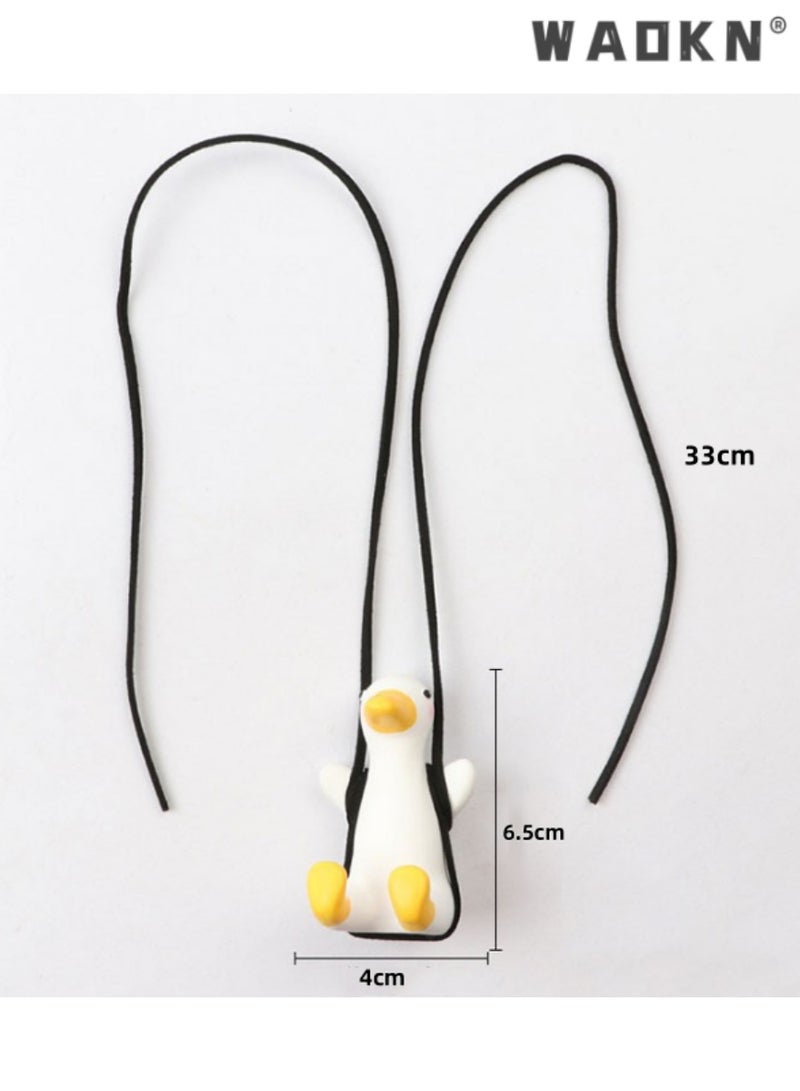 دبليو أيه أو كي أن لطيف بطة مرآة الرؤية الخلفية قلادة ، والسيارات الداخلية ، اكسسوارات بطة لعوب ، هدية مثالية لعشاق السيارات ، إضافة سحر لسيارتك ، سهلة التركيب ، آمنة وأنيقة - Image 5